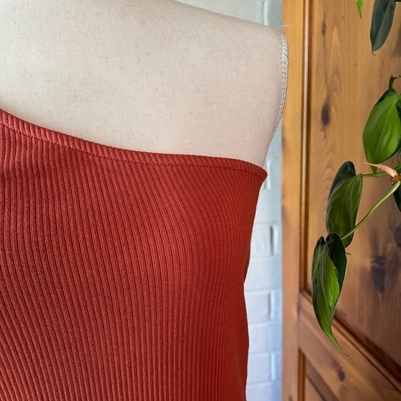 J. Crew one shoulder vintage rib size M orange rust asymmetrical - Picture 8 of 11